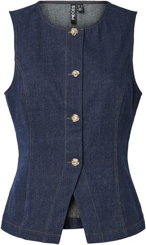 PCFABIA SL O-NECK DENIM VEST WVN D2