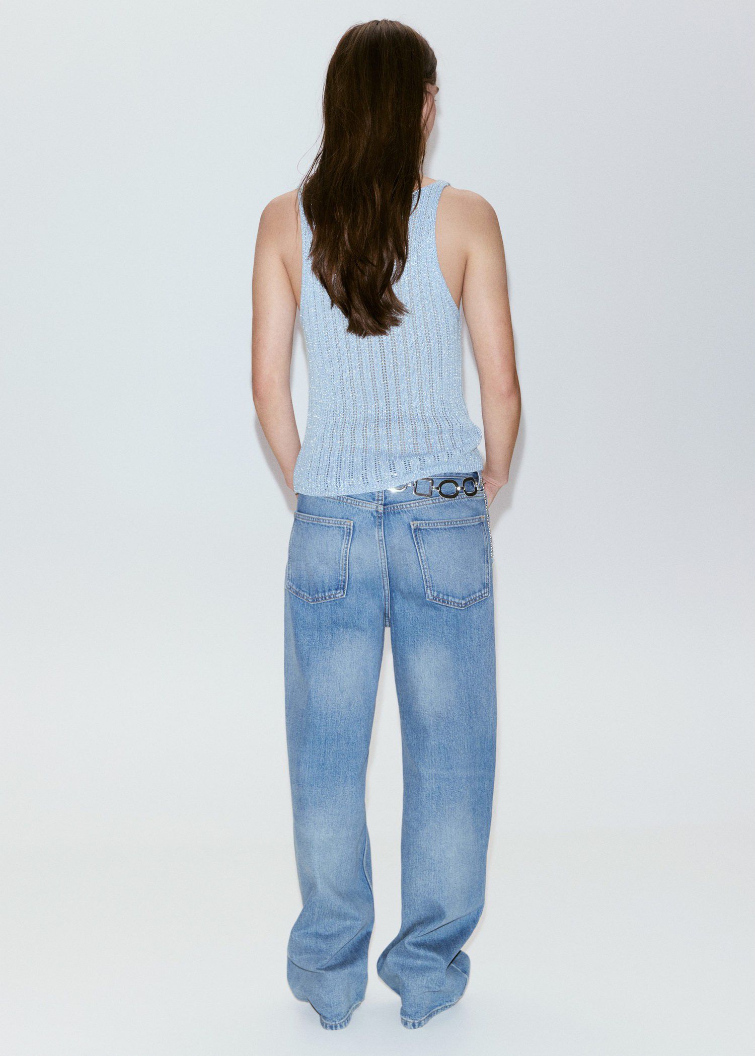 Lurex openwork knit top