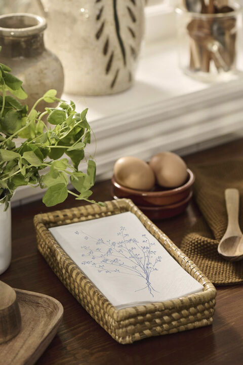 Serviet blå blomstersilhuet 16 stk pr pakke