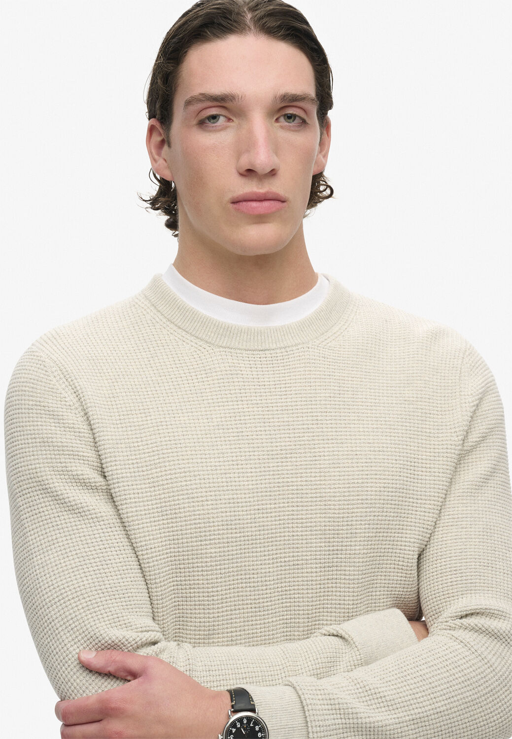 TEXTURED CREW KNIT JUMPER