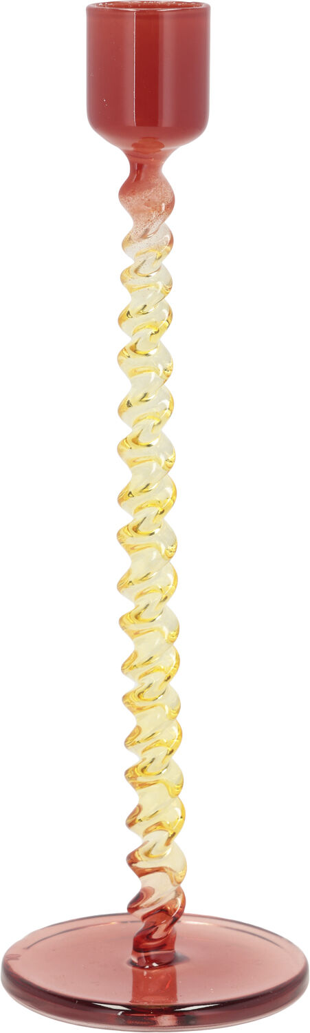 Lysestage Styles 7,4 x 20,3 cm Gul/R&oslash;d Glas