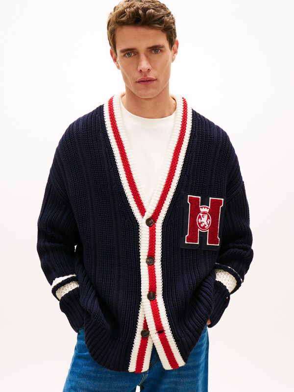 Chunky Rib-Knit Letterman Cardigan