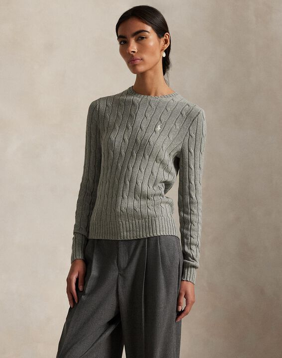 Cable-Knit Cotton Crewneck Sweater
