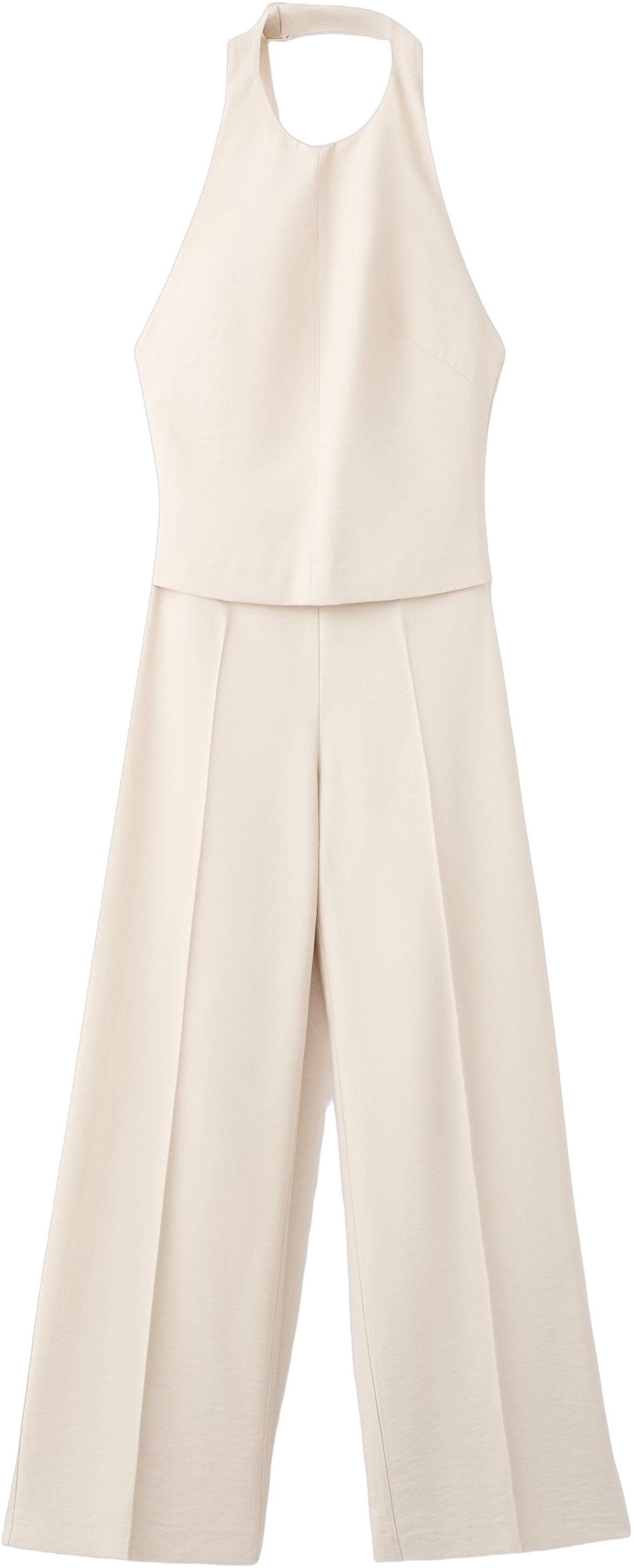 Halter jumpsuit with contrasting de