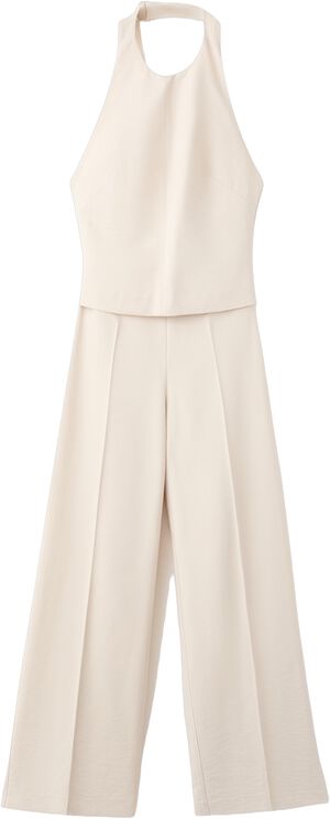 Halter jumpsuit with contrasting de