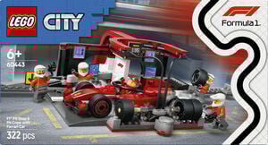 F1-pitstop og pitcrew med Ferrari-bil