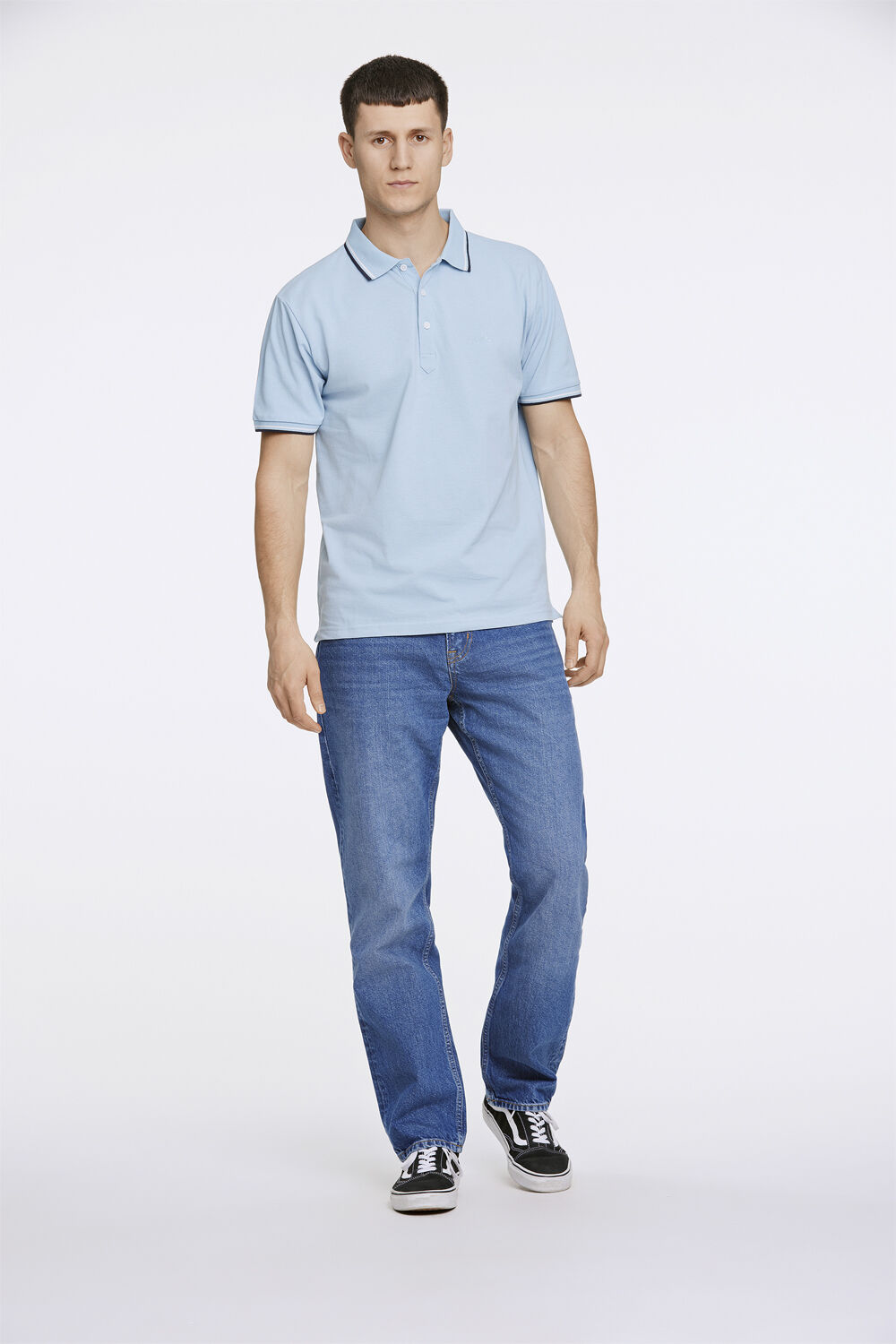 Polo shirt w. contrast piping