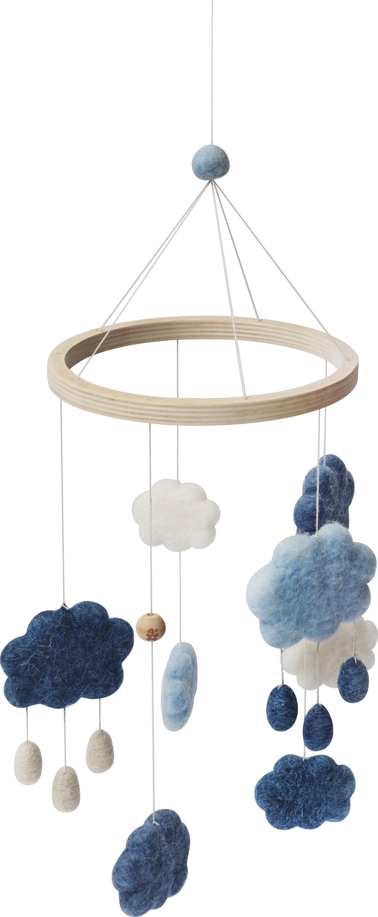 Uro i filt, skyer, denim blue