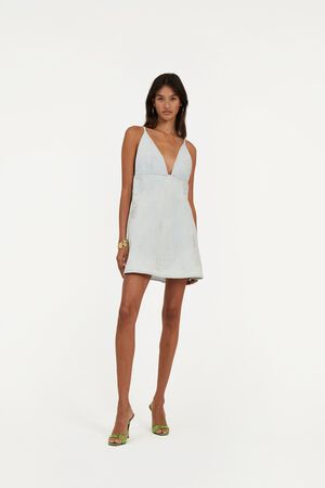 DENIM STUD MINI DRESS
