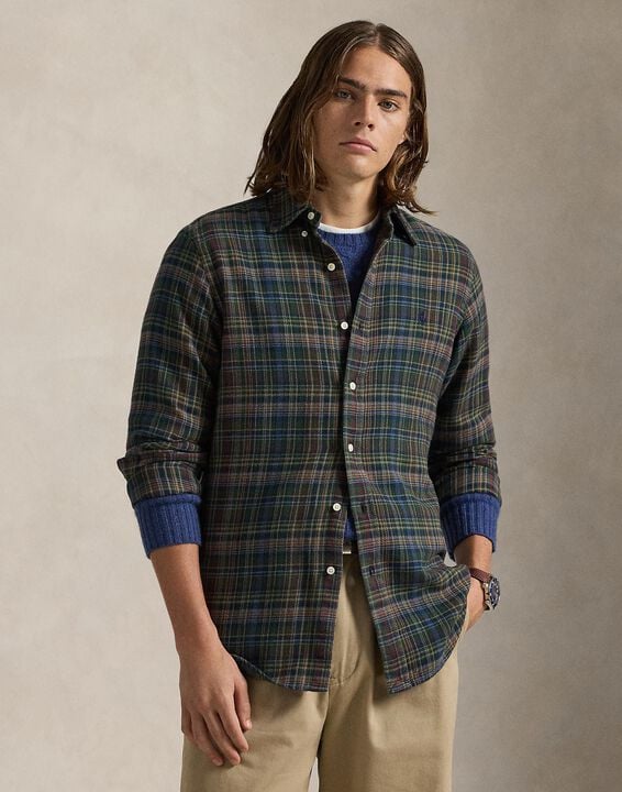 Custom Fit Plaid Brushed Flannel Shirt