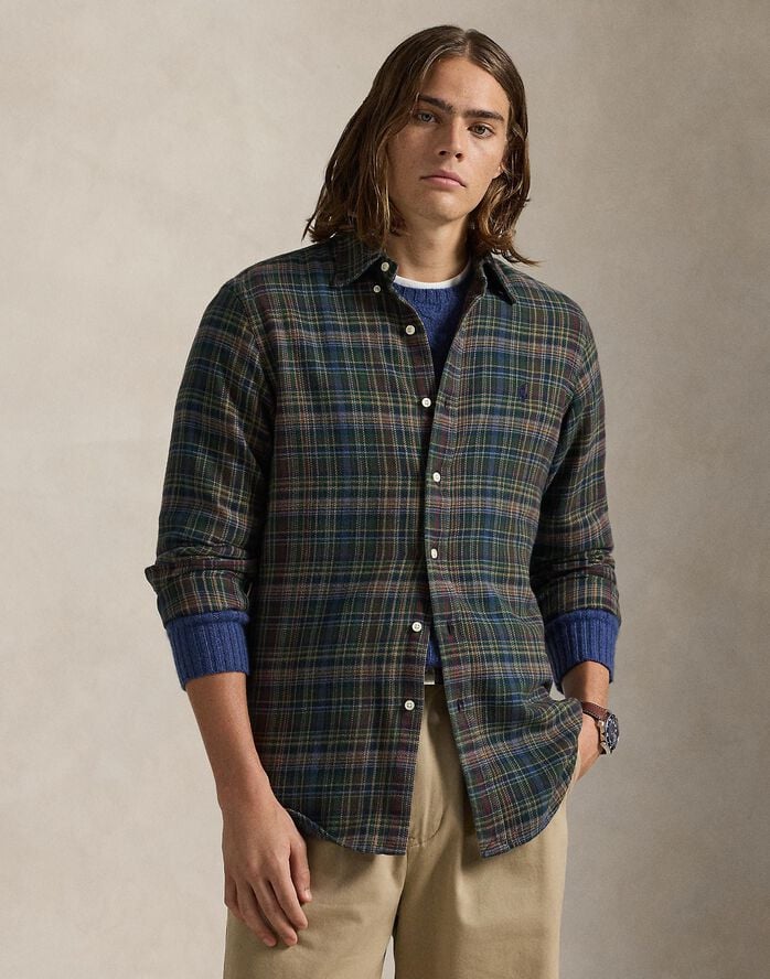 Custom Fit Plaid Brushed Flannel Shirt