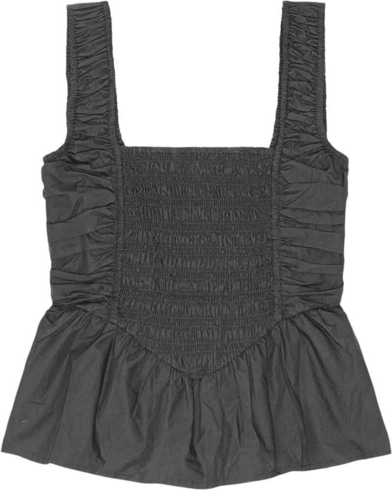 Cotton Poplin Smock Strap Blouse