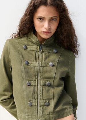Fitted jacket with band collar