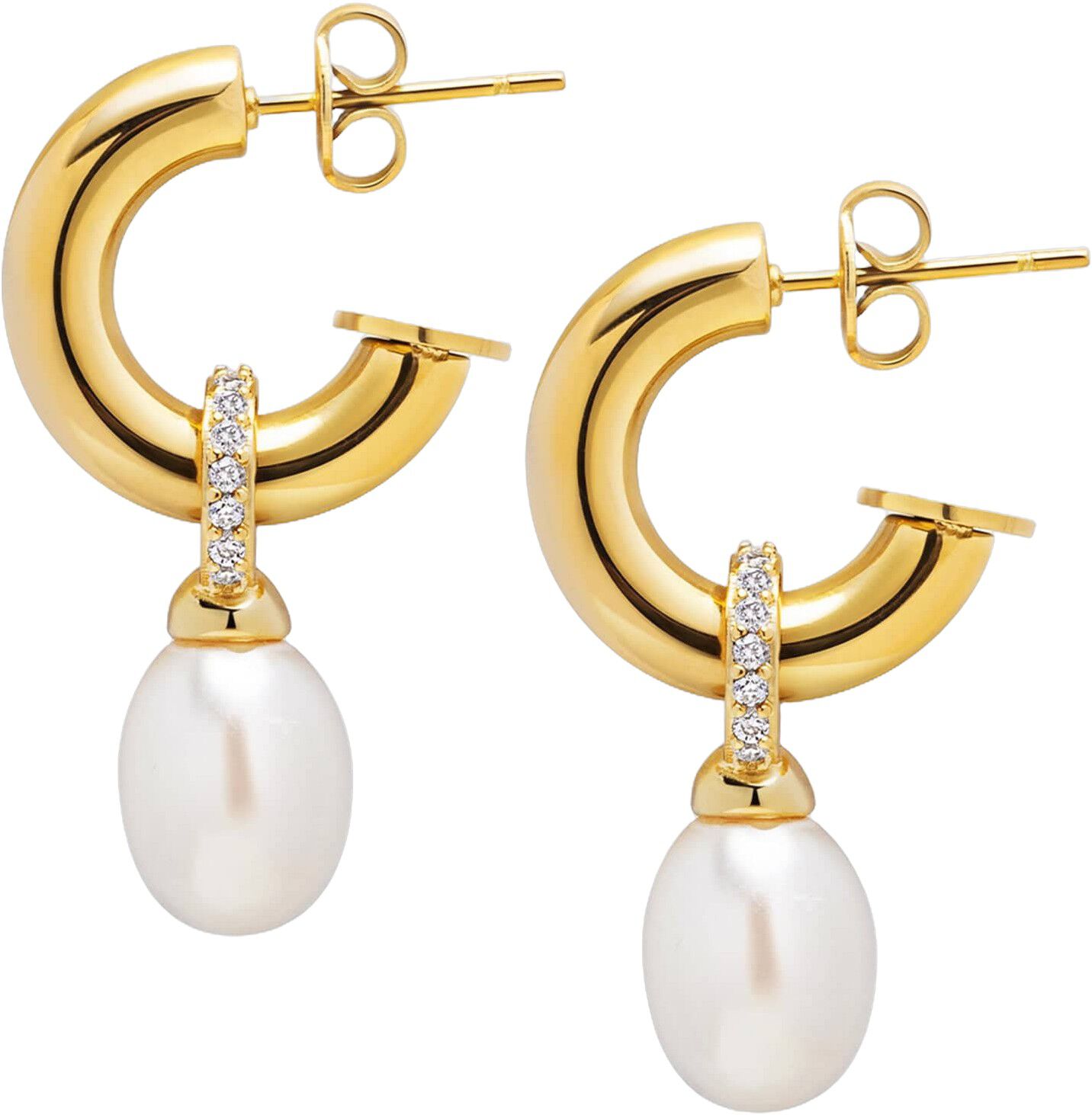 Women's Chunky Pearl Hoops