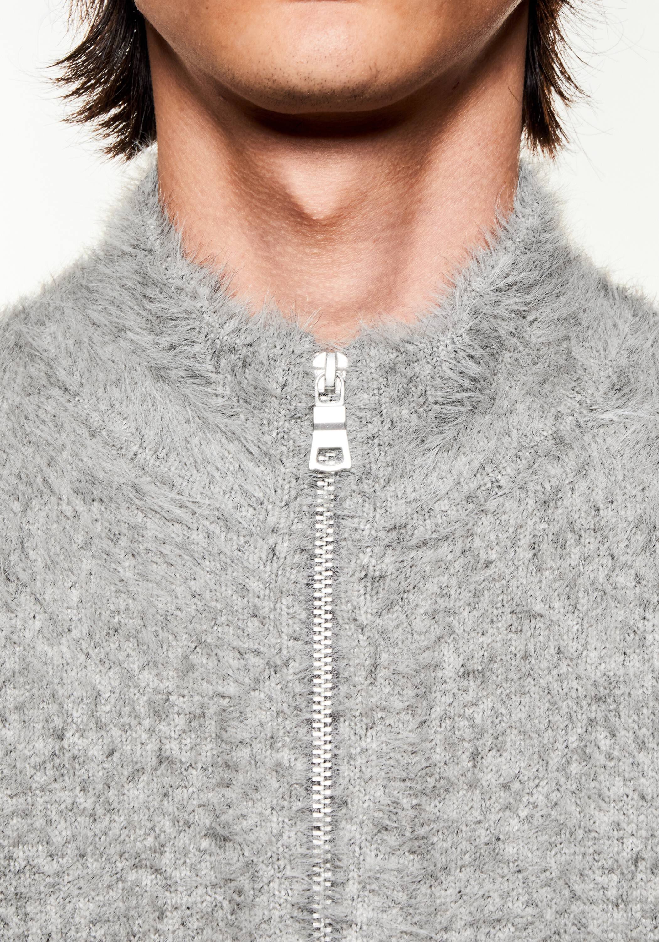 FAUX ALPACA KNIT TRACK JACKET