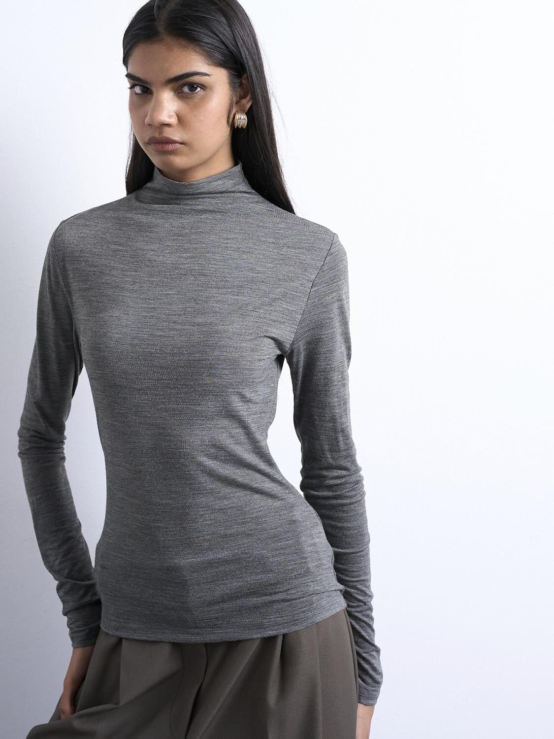 TSMILLA LS FUNNEL NECK TOP - WOOL