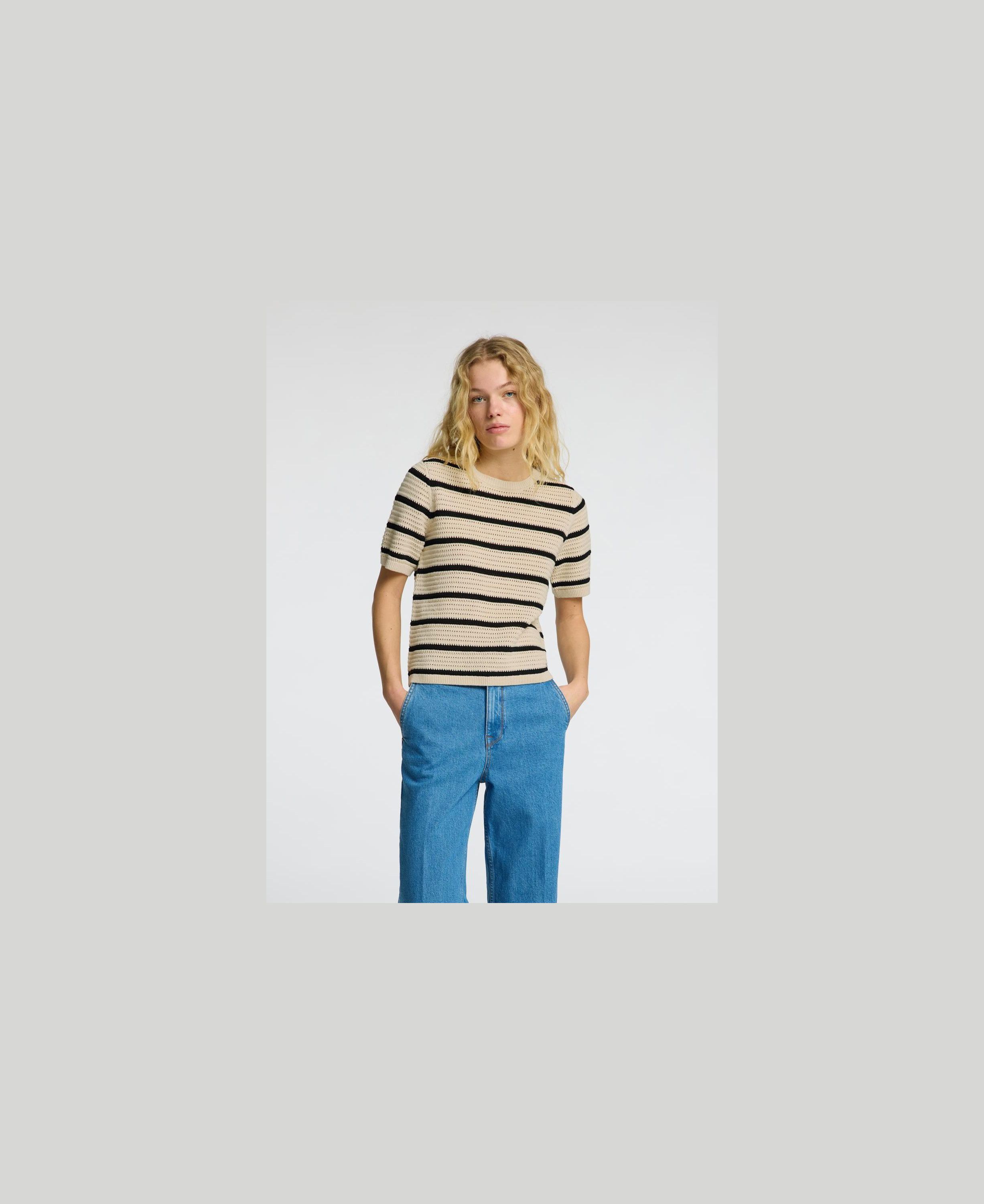 SLFVINNA SS STRUCTURE KNIT O-NECK N