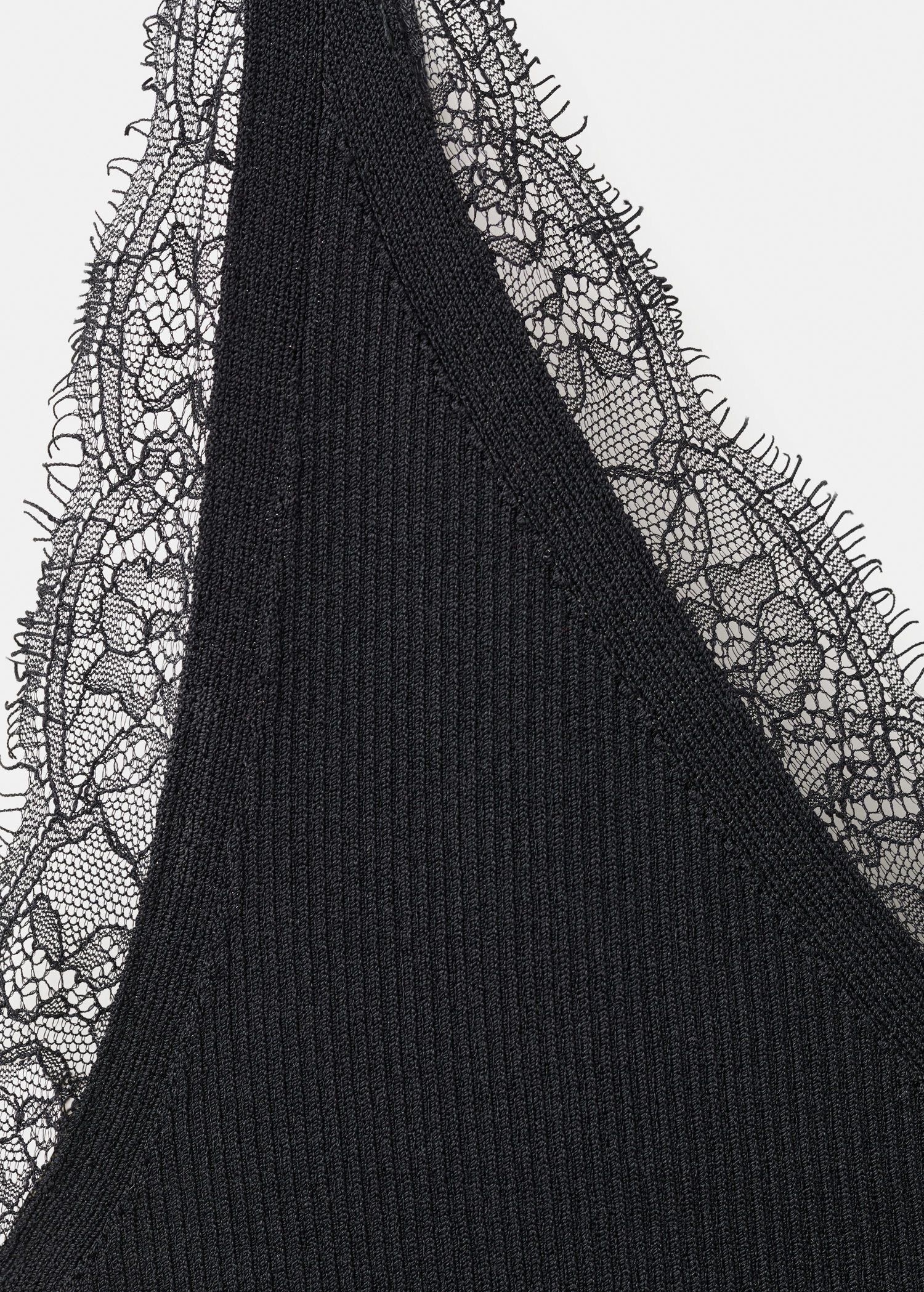 Asymmetrical lace-trimmed top