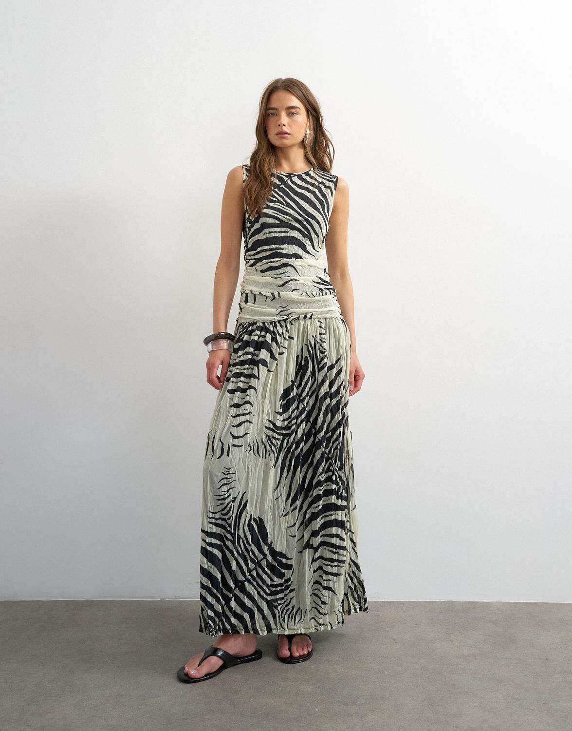 TSMAY MESH ZEBRA MAXI DRESS JRS