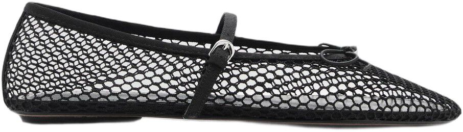 Mesh ballet flats with strap and bu