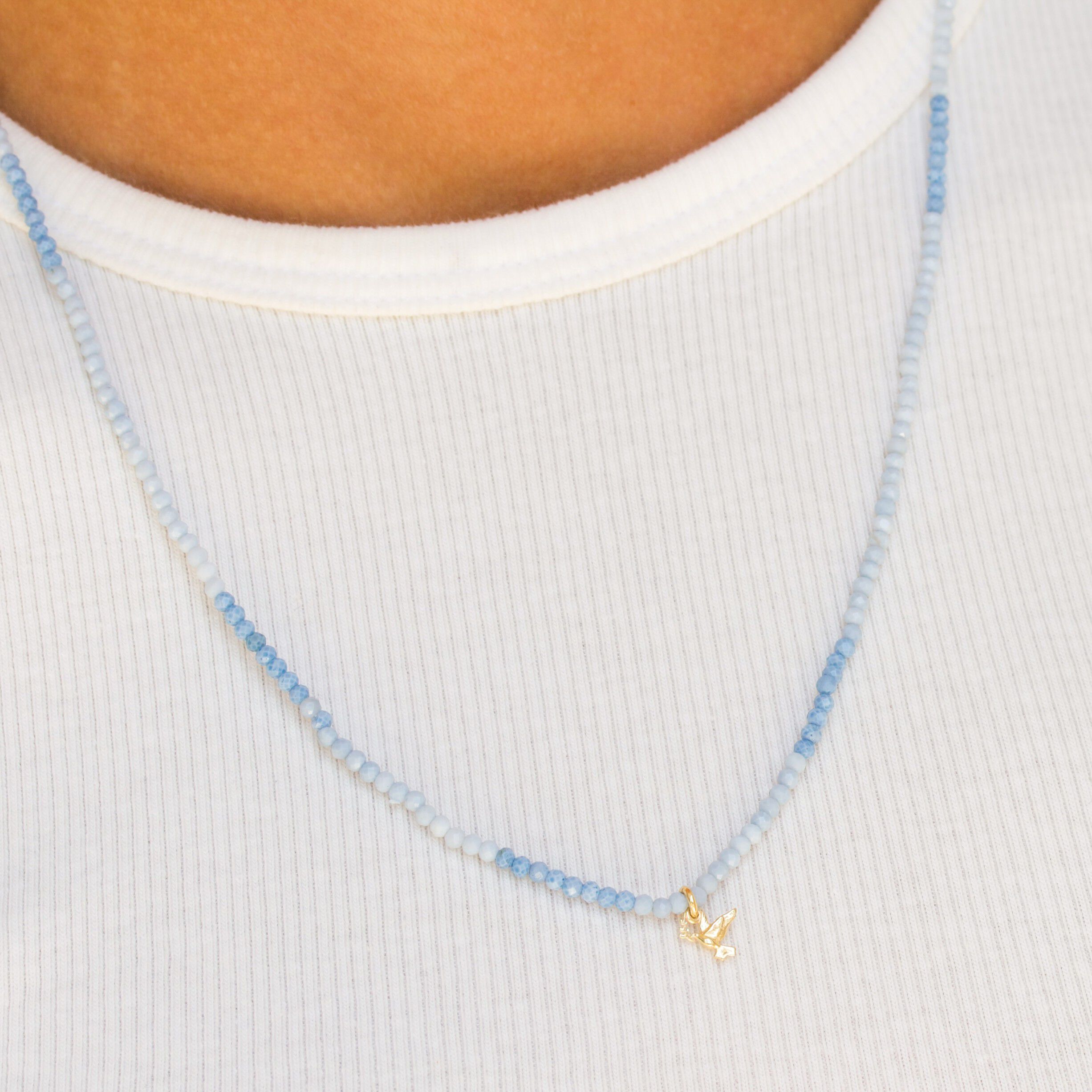 Peace Blue Wrap Pearl Bracelet and Necklace