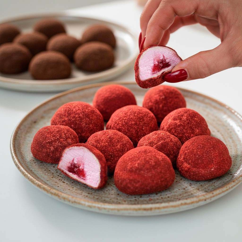 Strawberry Filled Mallows +Rich Raspberry & Belgian White Chocolate