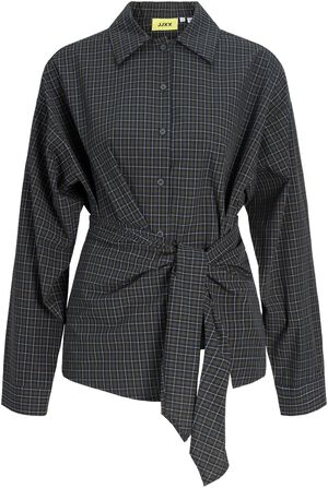 JXVIOLA POPLIN LS WRAP TIE SHIRT WV