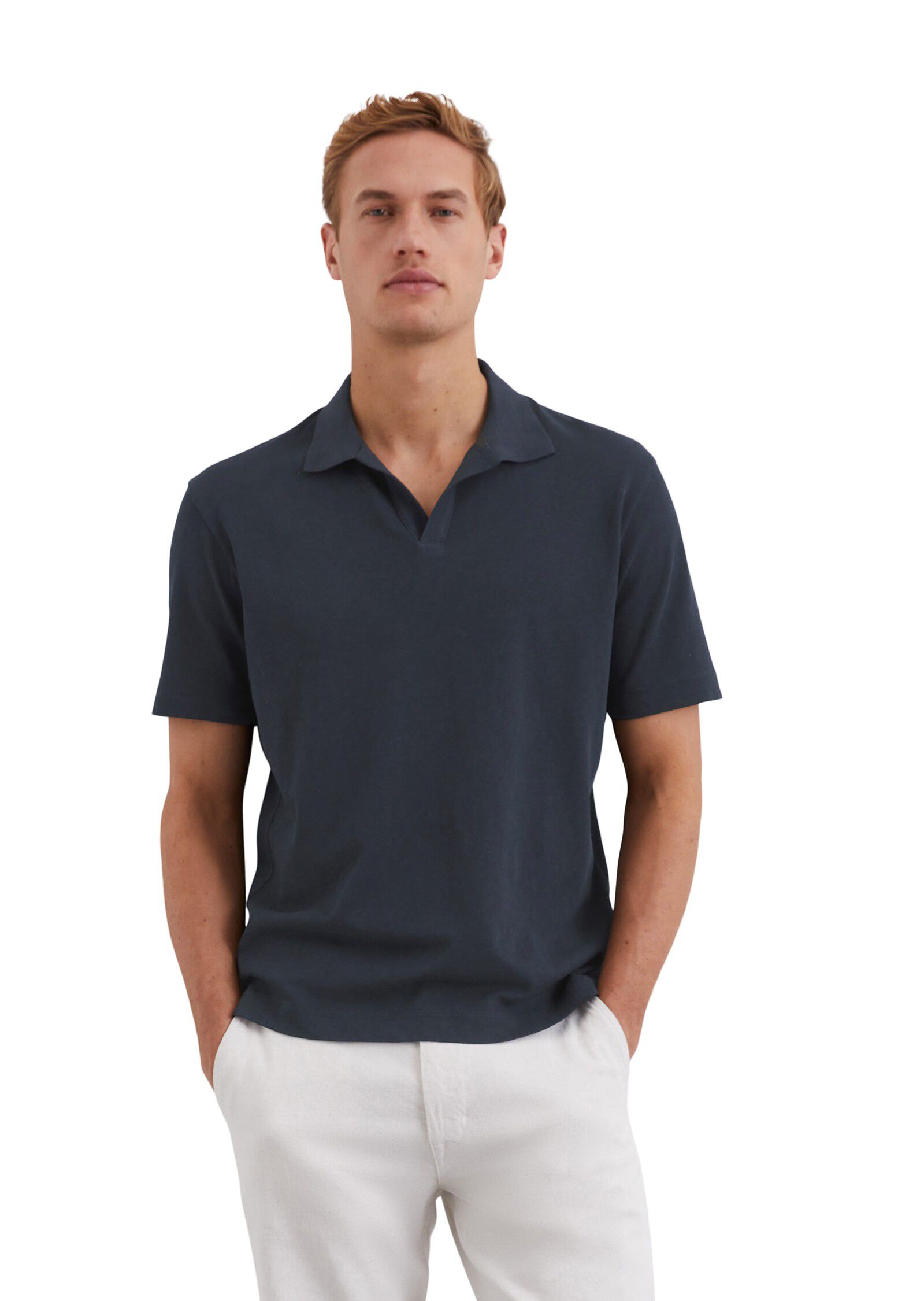 Polo, short sleeve, cotton linen mi