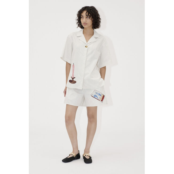 2339 Crisp Stripe Shirting, Elasticated Waistband Shorts