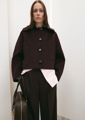 Wool jacket with shirt collar