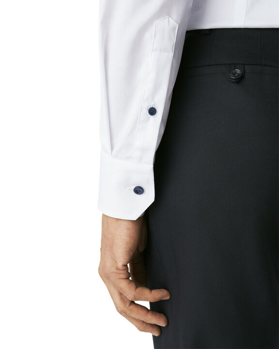 Slim Fit White Signature Twill Shirt - Navy Details