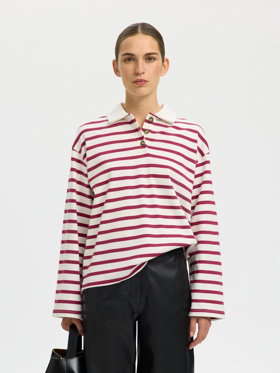 SLFWADA LS STRIPE COLLAR TOP NOOS