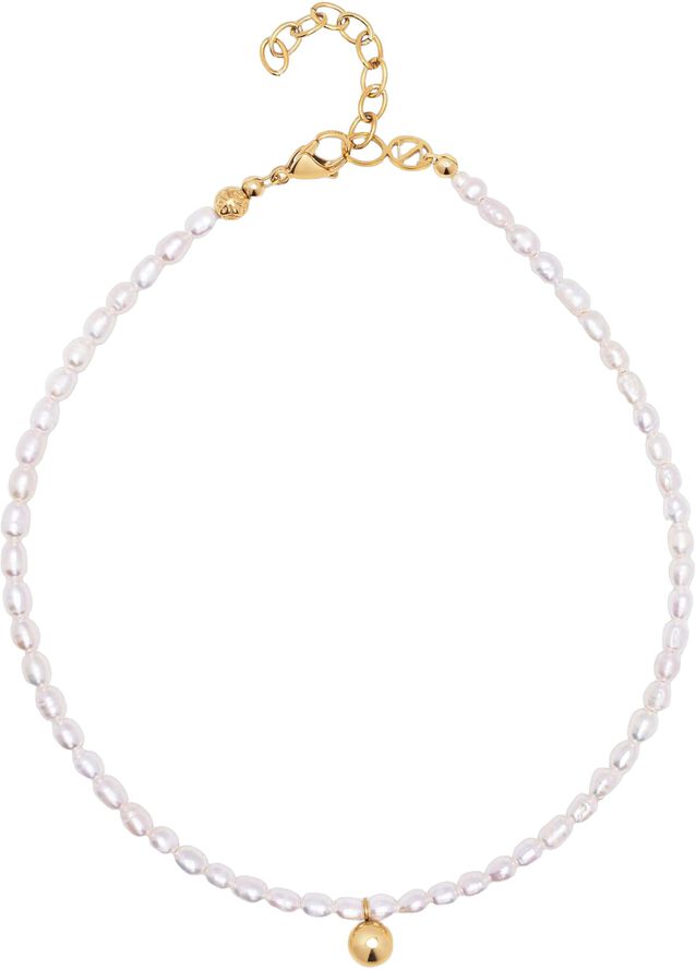 Pearl Choker with Gold Sphere Pendant