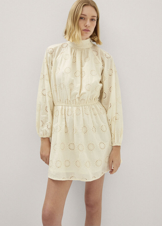 Cotton dress with openwork detail
