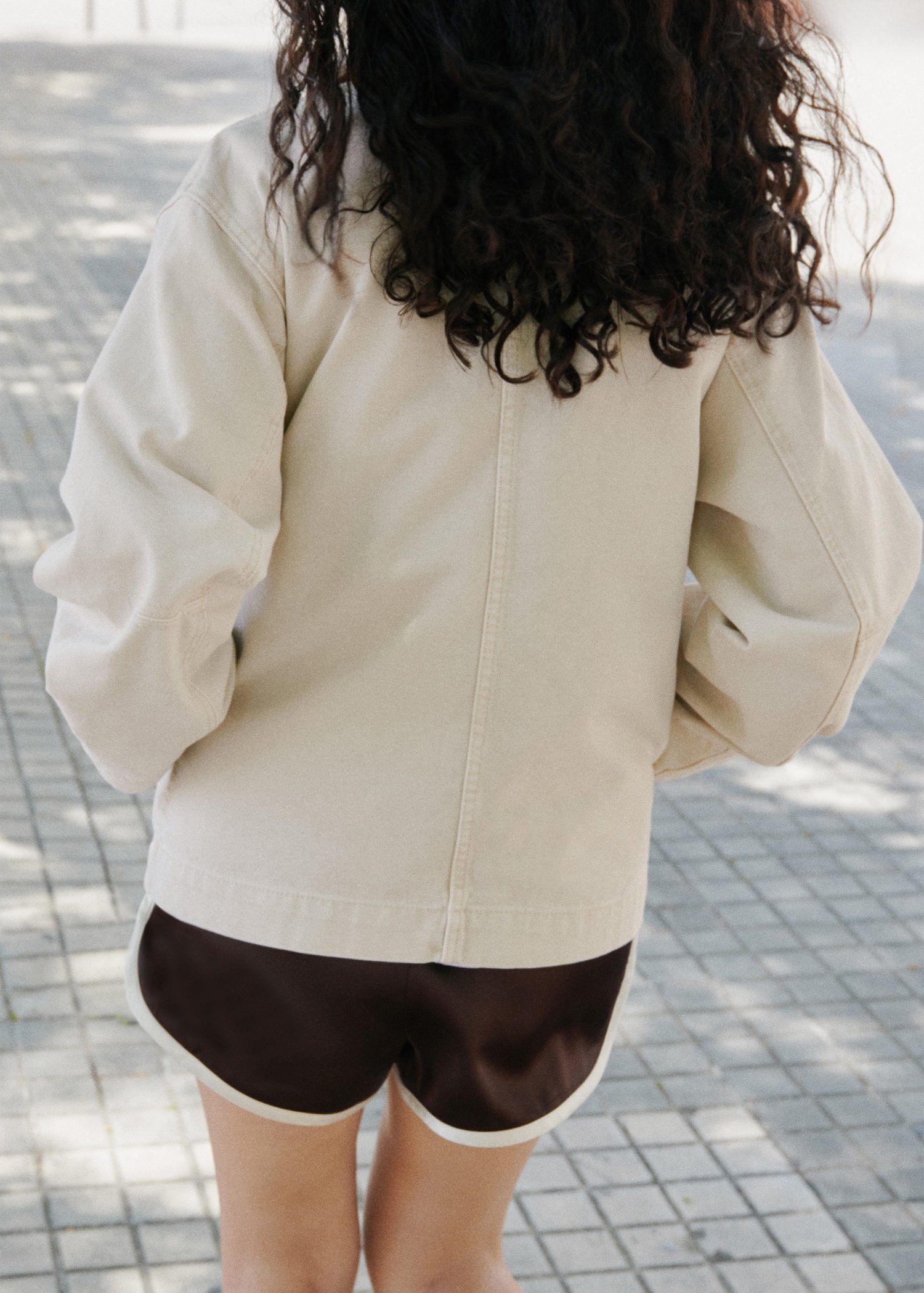 Denim parka with contrasting collar