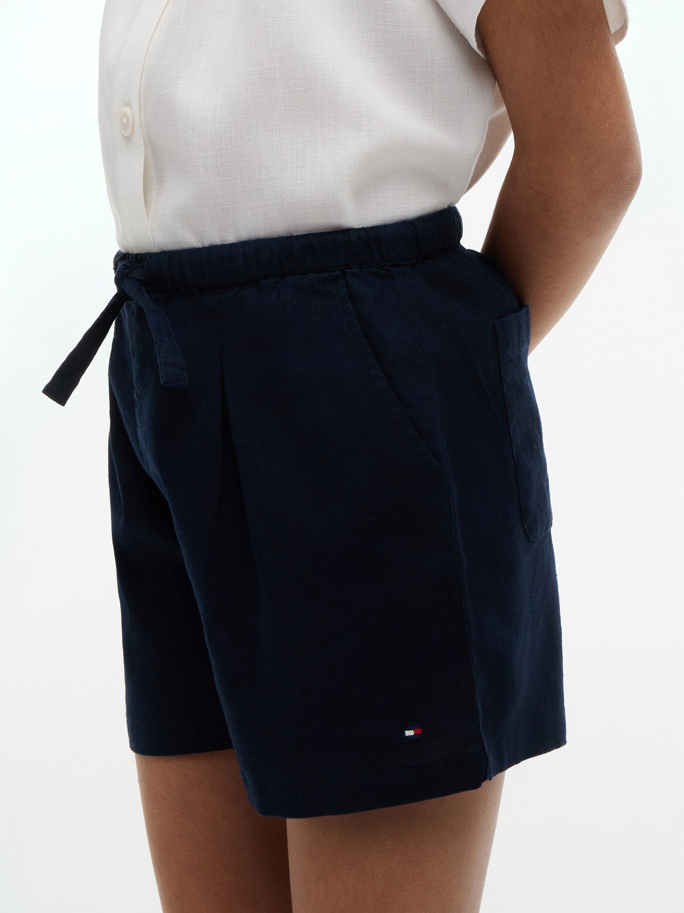 Mercerised Linen Blend Wide Leg Shorts