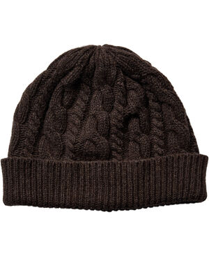 1598 Cable Knit Beanie Chocolate Brown