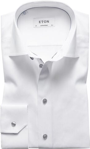 White Twill Shirt  Grey Details - Contemporary Fit