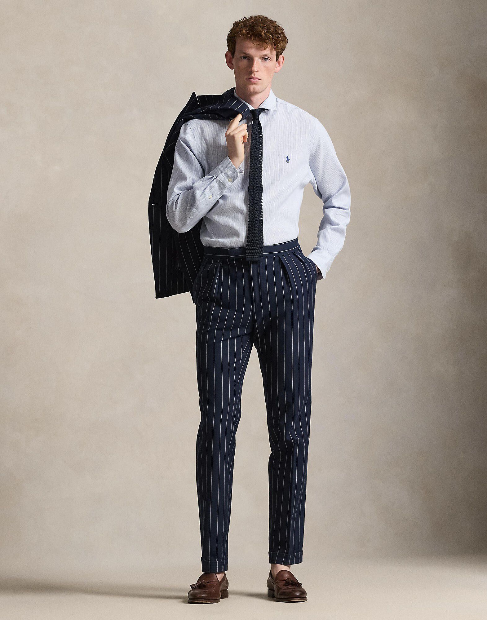 Custom Fit Striped Linen-Blend Shirt