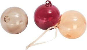 Glass Baubles - M - Set of 3 - Roseate Translucent