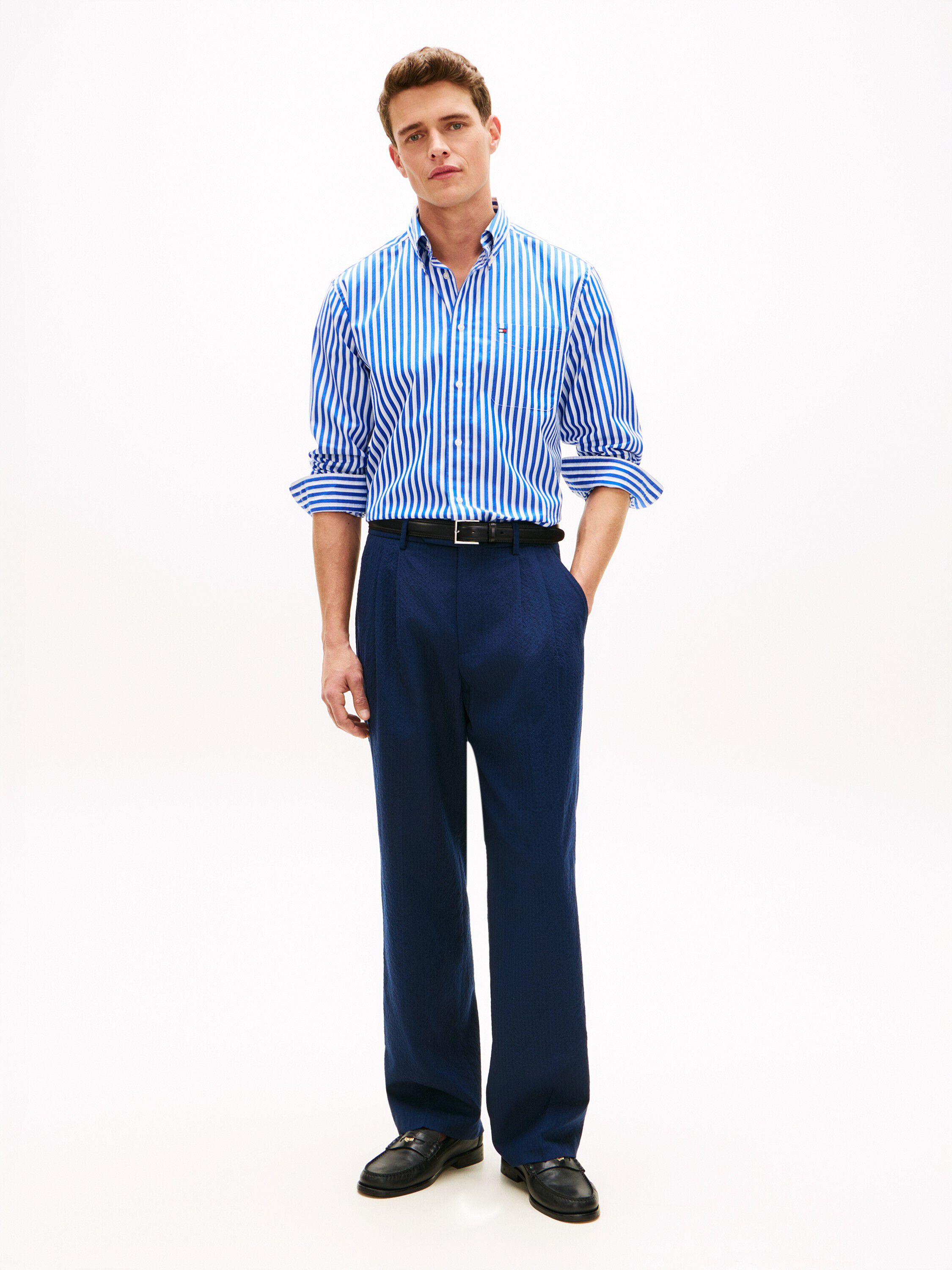 Classic Fit Stripe Poplin Shirt