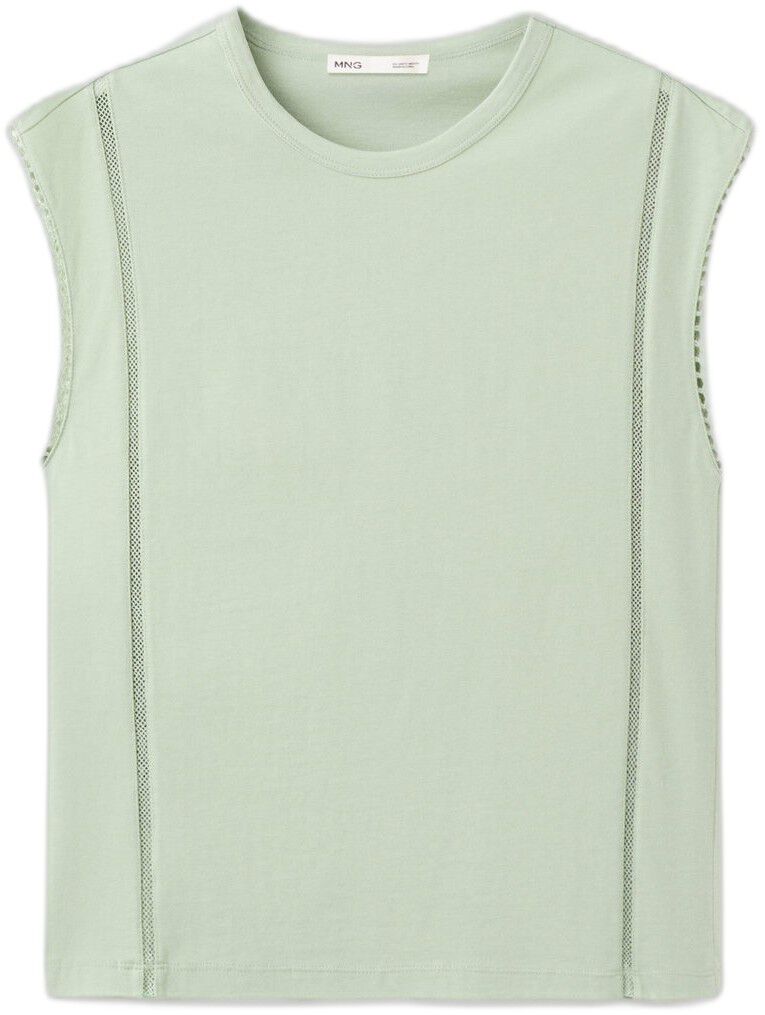 Embroidered cutwork cotton T-shirt