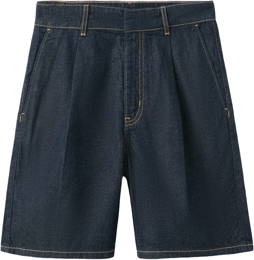 Mid-rise denim bermuda shorts with