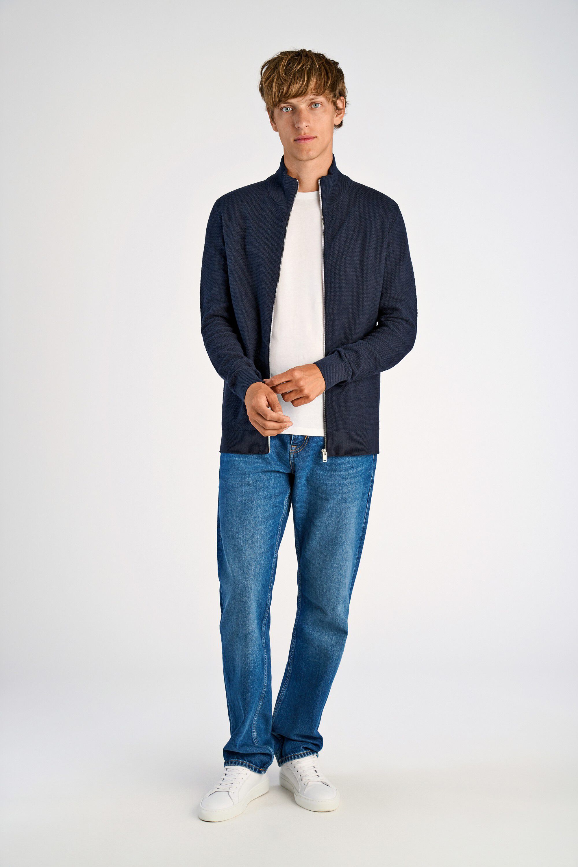 Recycle structure zip cardigan