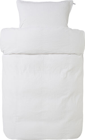 Pure 2-delt vævet Krepp baby sengesæt hvid