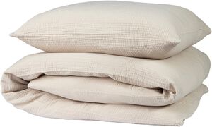 Stonewashed muslin sengesæt Beige