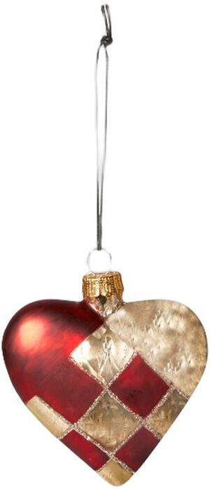 Julekugle hjerte flettet D8cm glas