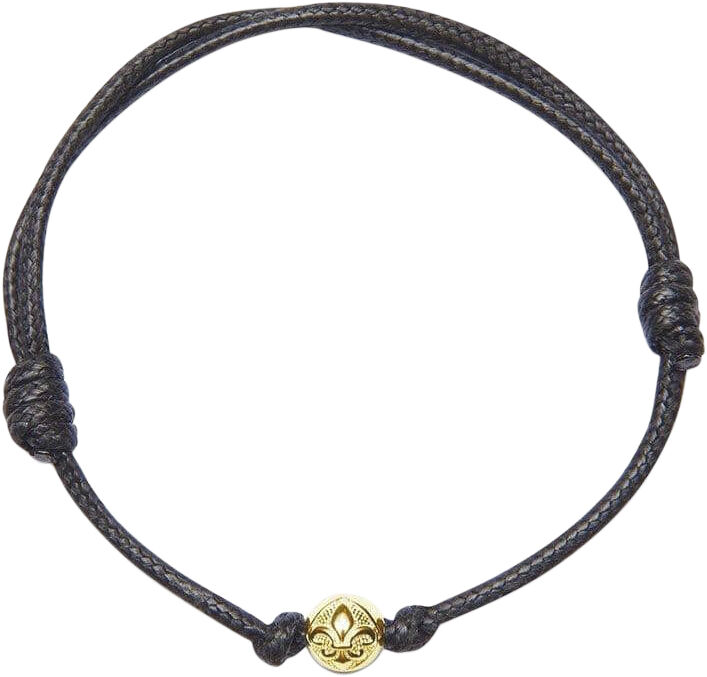 Men's Black String Bracelet with Gold