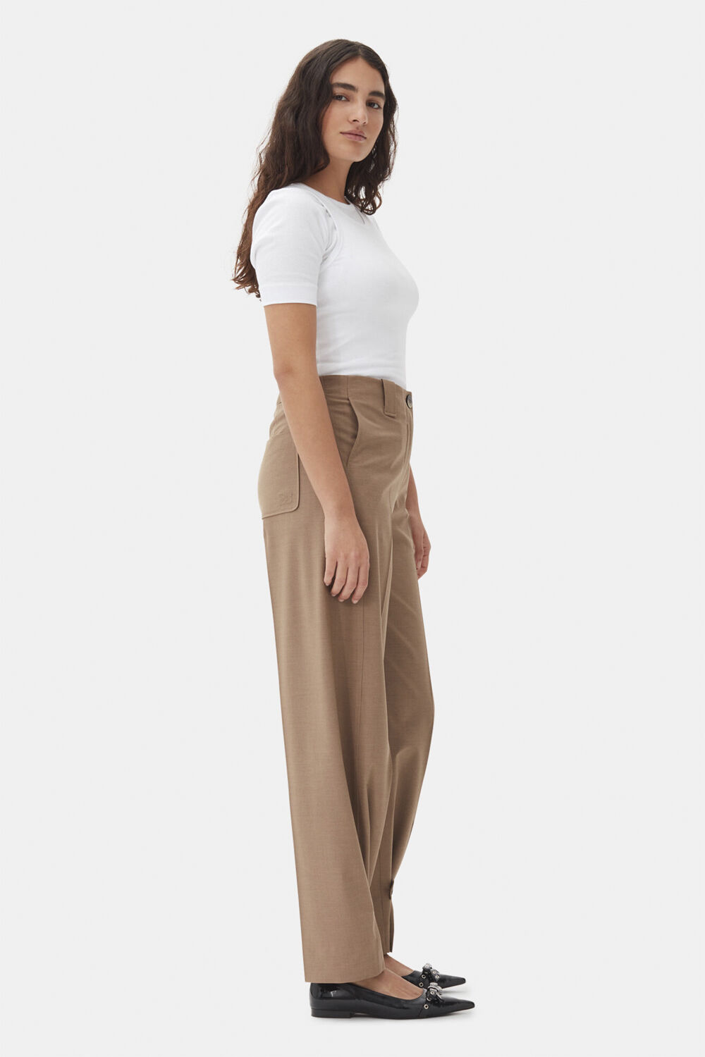 Drapey Melange Mid Waist Pants