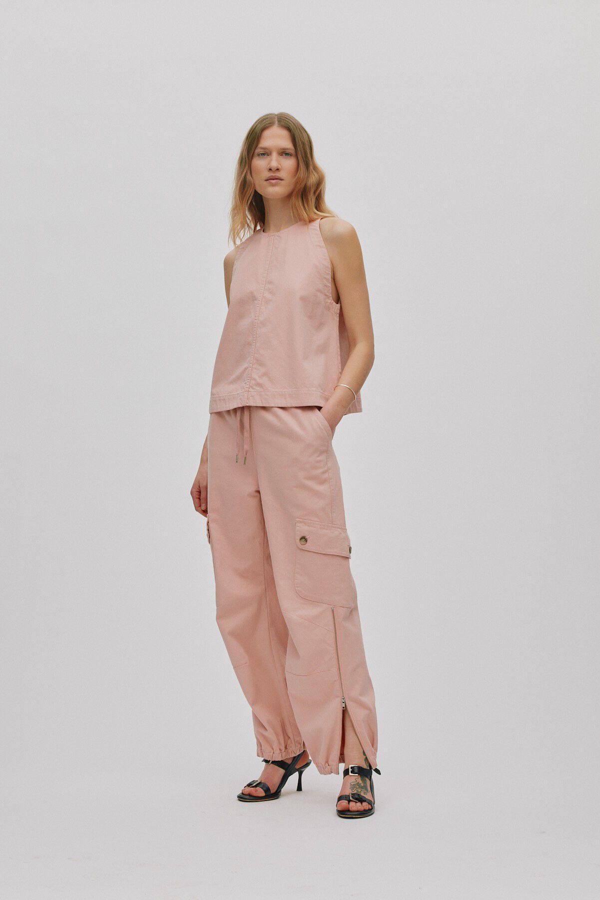 Texture canvas pants with zip - Jus